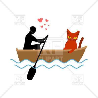 400x400 Cat Lover In Boat Royalty Free Vector Clip Art Image