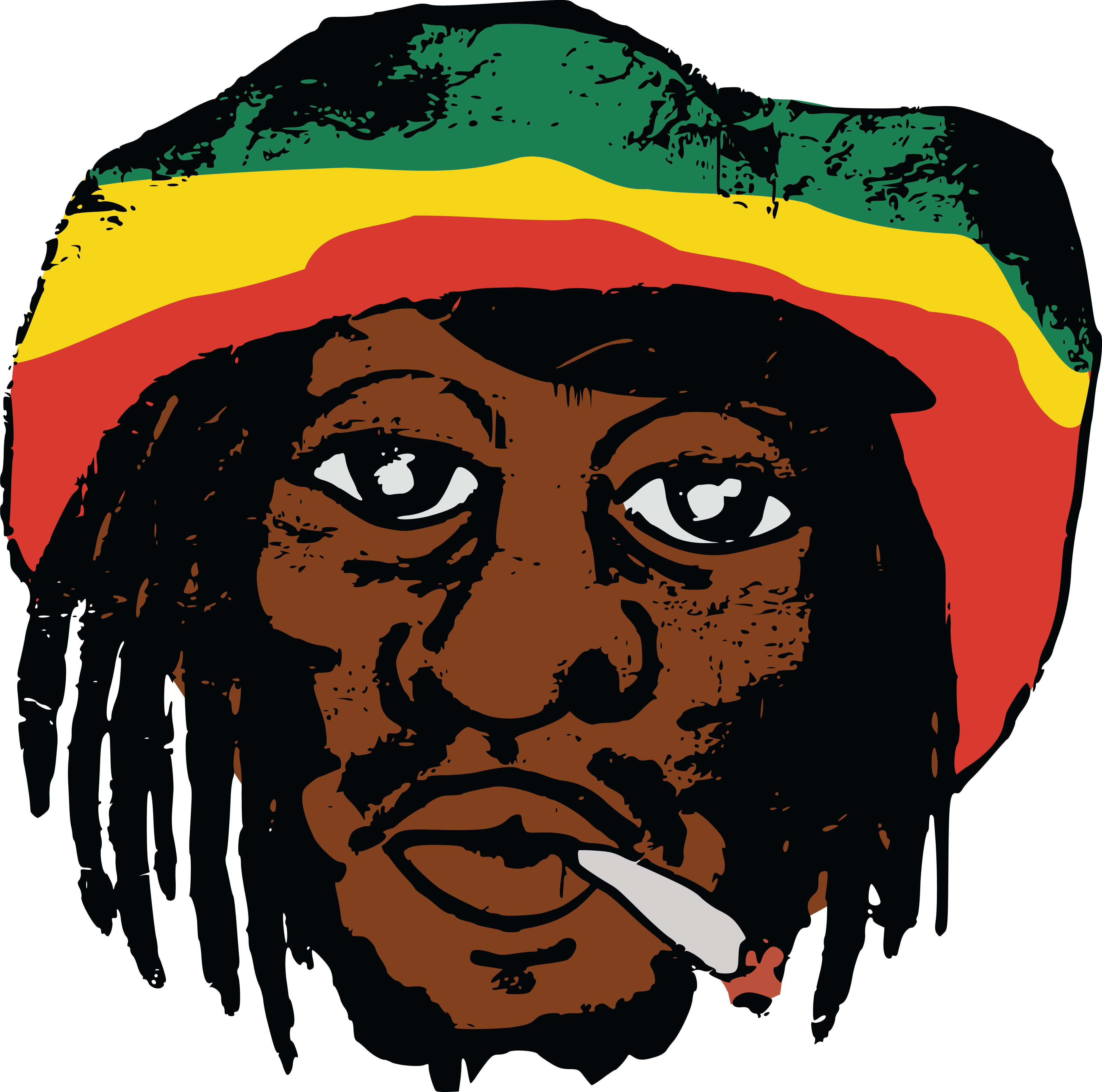 4000x3963 Free Clipart Of A Portrait Of Bob Marly Smoking A Joint