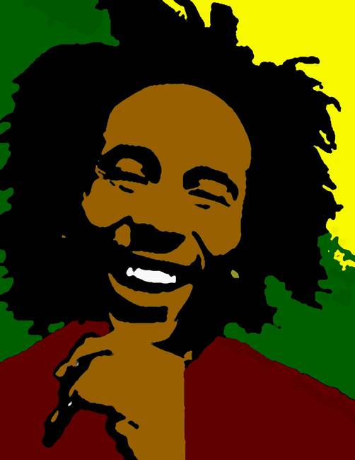 502x650 Bob Marley Shadow Color By Paul Van Scott
