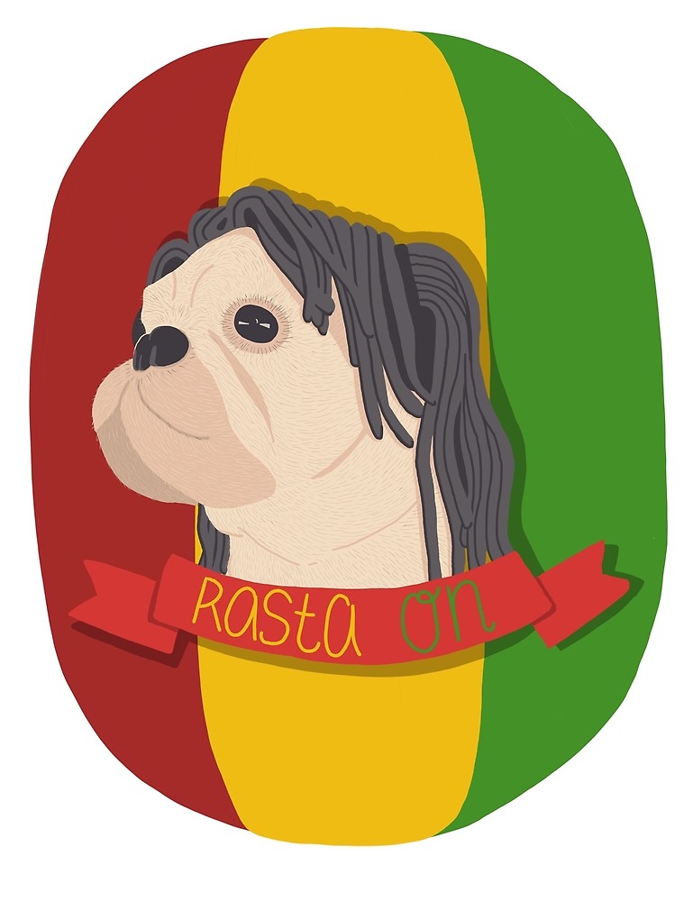 769x1000 Pug In Bob Marley Rasta Wig With Jamaican Flag By Hoodleyrootz