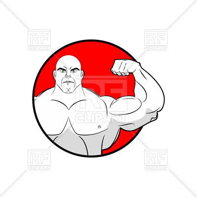 400x400 Bodybuilder With Big Muscles, Emblem Of Gym Royalty Free Vector