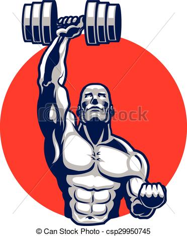 372x470 Muscular Body Builder Mascot. Vector Illustration Of Eps Vector
