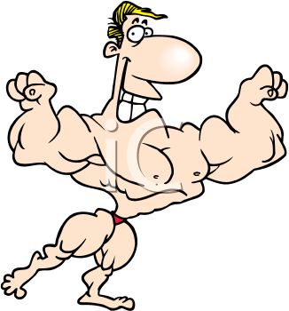 326x350 Royalty Free Clip Art Image Cartoon Of A Grinning Bodybuilder Posing