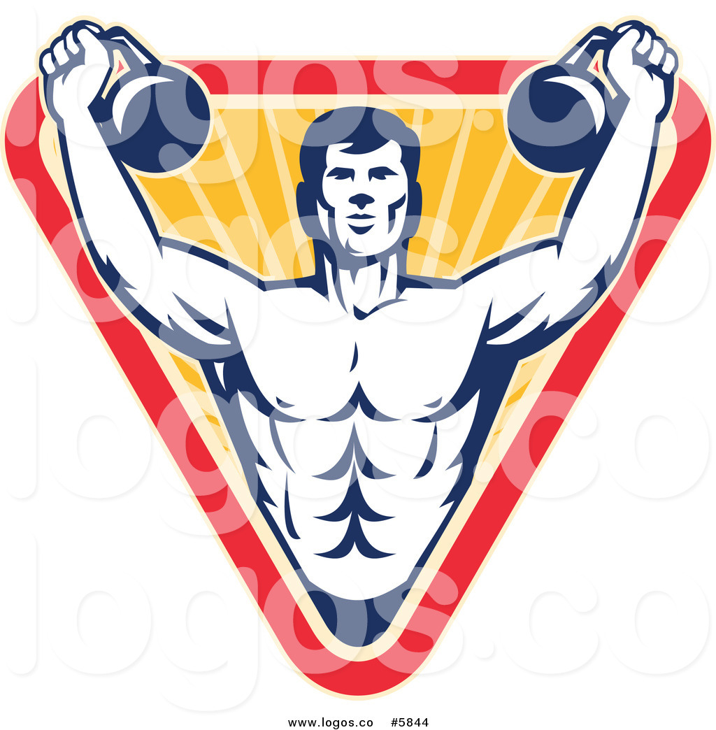 1024x1044 Royalty Free Vector Of A Logo Of A Male Bodybuilder Using Kettle