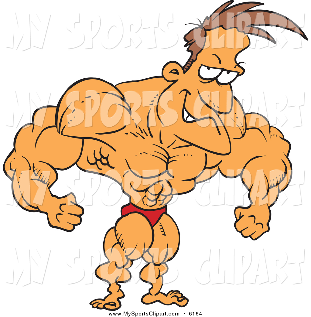 1024x1044 Sports Clip Art Of A Cartoon Caucasian Bodybuilder Flexing By