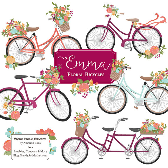 570x570 Emma Floral Bicycle Clipart Amp Vectors In Bohemian