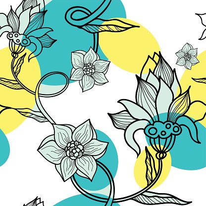 416x416 Decorative Creative Floral Boho Seamless Pattern Premium Clipart