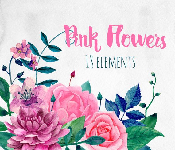 570x489 Pink Flowers Clip Art Watercolor Boho Flowers Clipart Pink Floral