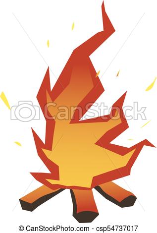 317x470 Campfire, Fire Over Wood Logs. Vector Illustration, Isolated