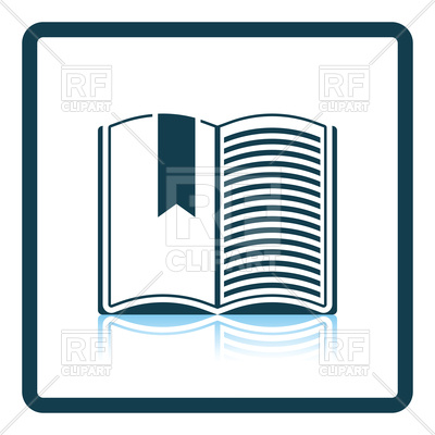 400x400 Shadow Reflection Icon Of Open Book With Bookmark Royalty Free