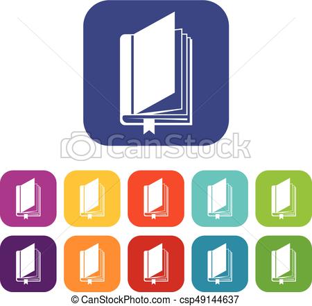 450x441 Book With Bookmark Icons Set Vector Illustration In Flat