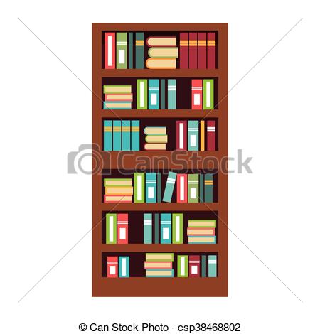 450x470 Home Library With Books Isolated Flat Icon, Vector Vector