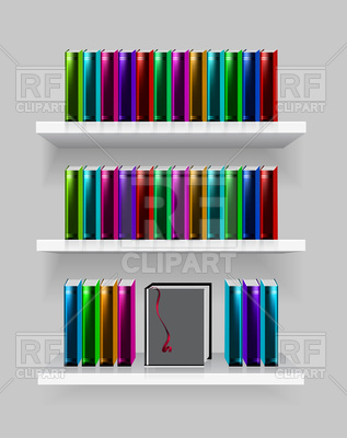 317x400 Modern Bookshelf With Books Royalty Free Vector Clip Art Image