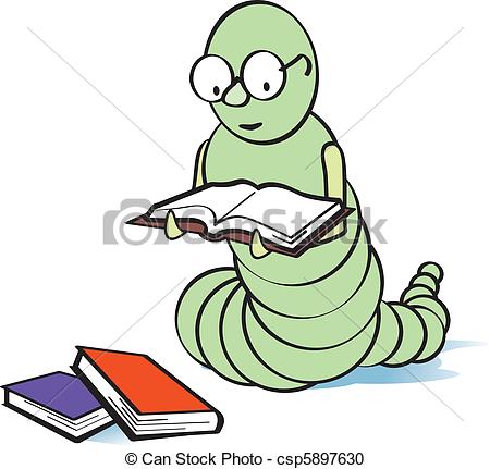 450x431 Bookworm With Glasses Reading A Book. Vector Clipart