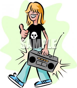 308x350 Long Haired Rocker Carrying A Boombox