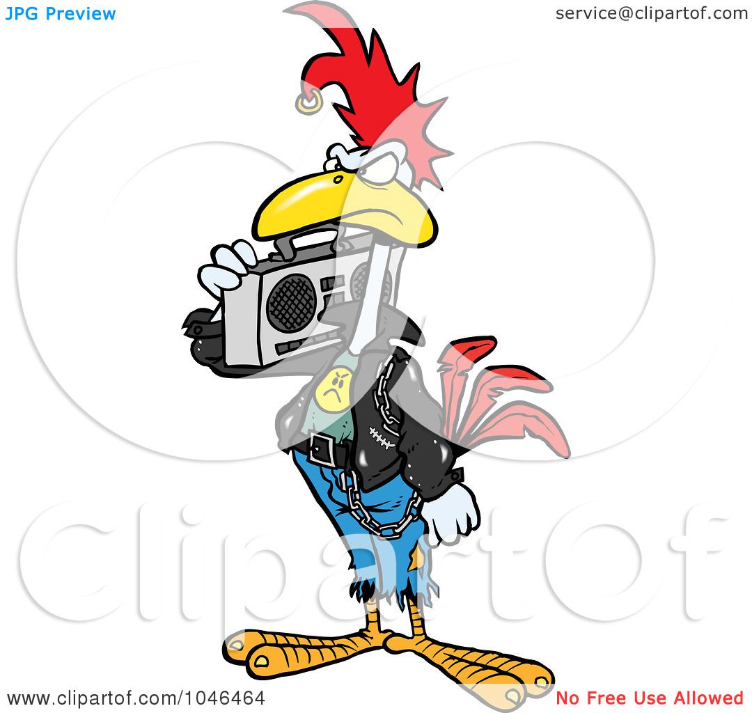 1080x1024 Royalty Free (Rf) Clip Art Illustration Of A Cartoon Punky Rooster