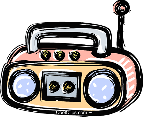 480x393 Portable Stereo System Royalty Free Vector Clip Art Illustration