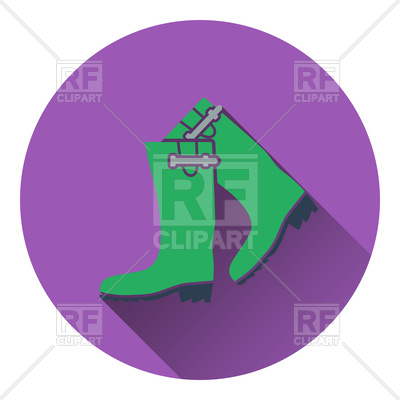 400x400 Flat Design Icon Of Hunter's Rubber Boots Royalty Free Vector Clip
