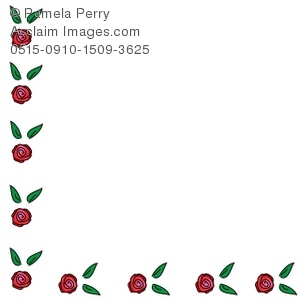 300x300 Clip Art Illustration Of A Simple Rose Corner Page Border