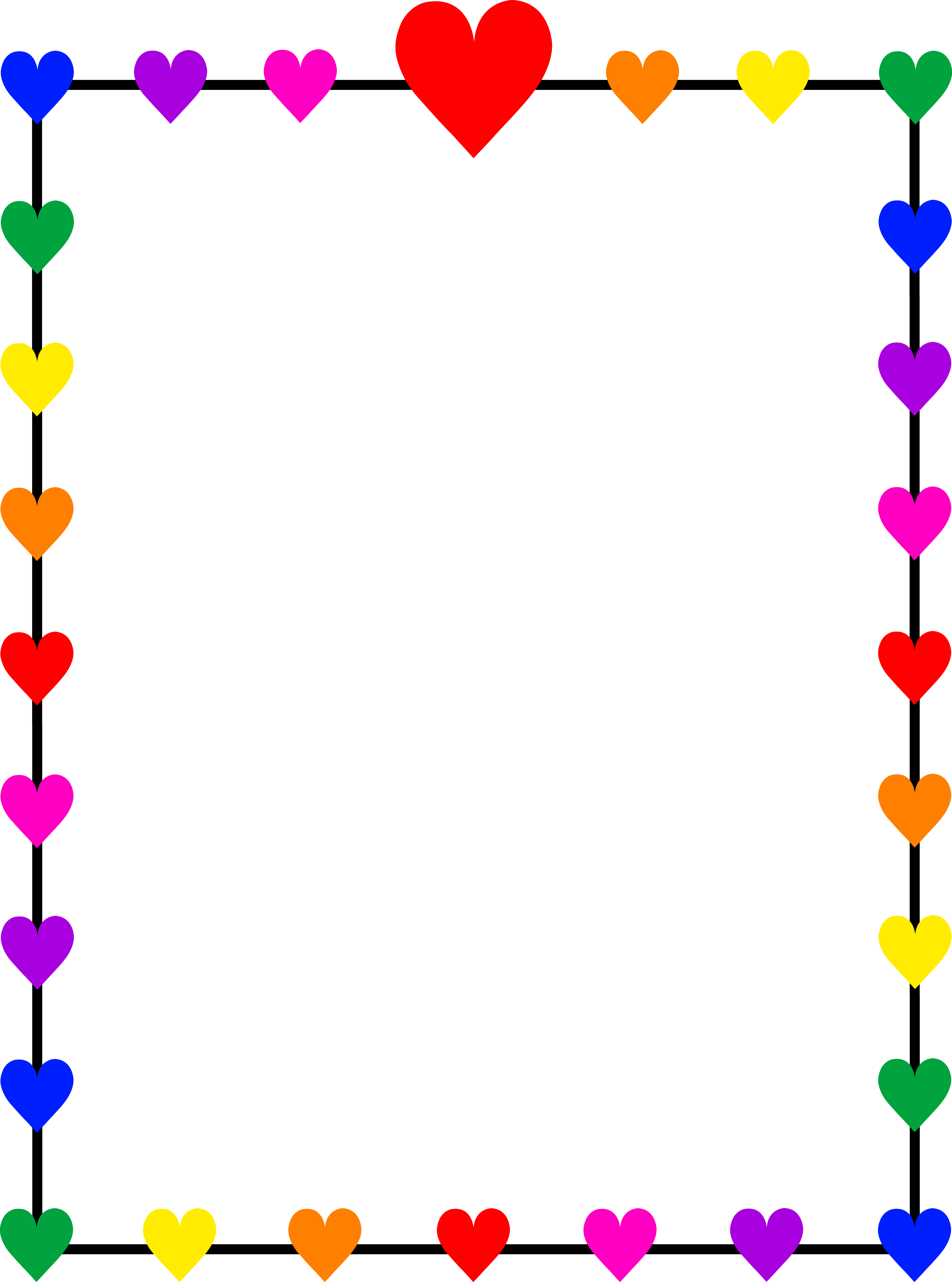 5952x8014 Borders And Frames Clip Art Rainbow Hearts Border Frame
