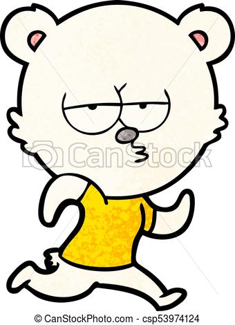 340x470 Bored Polar Bear Running Cartoon Vector Illustration