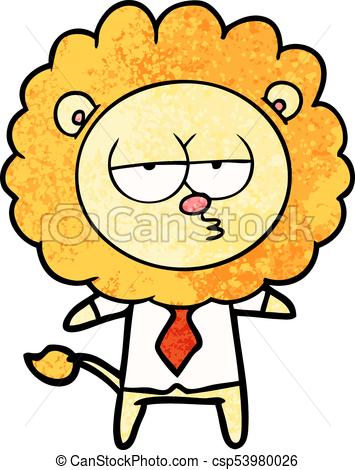 355x470 Cartoon Bored Lion Office Worker Vector Illustration