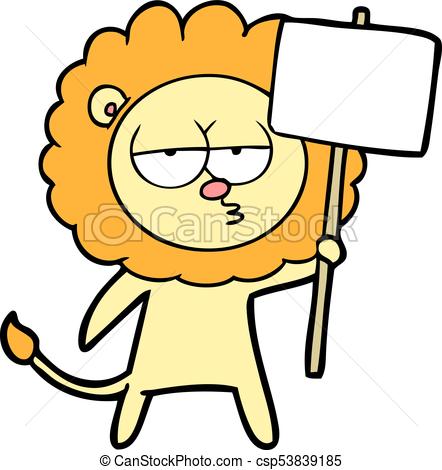 442x470 Cartoon Bored Lion Vector