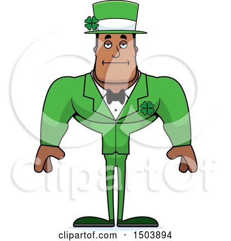 450x470 Clipart Of A Bored Buff Black Irish Male Leprechaun