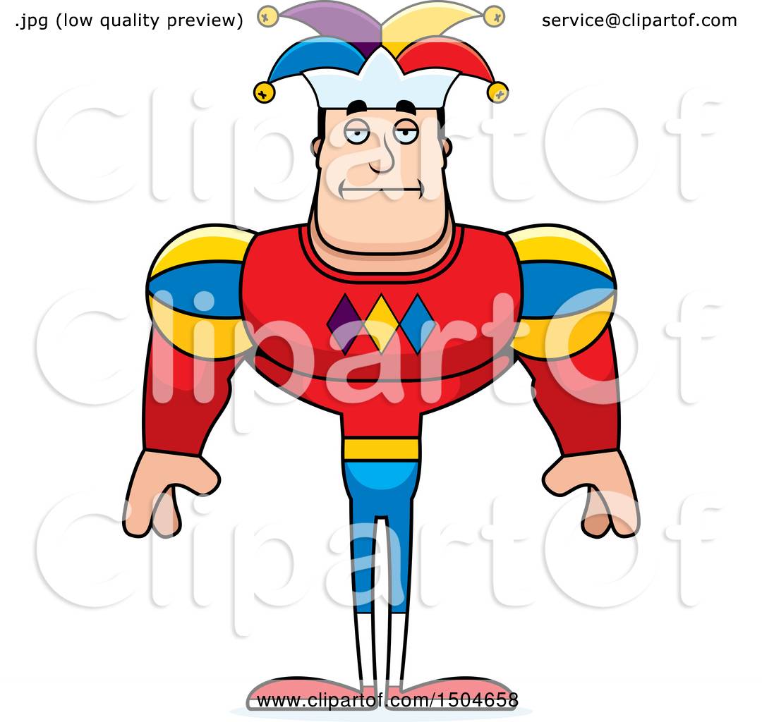 1080x1024 Clipart Of A Bored Buff Caucasian Male Jester