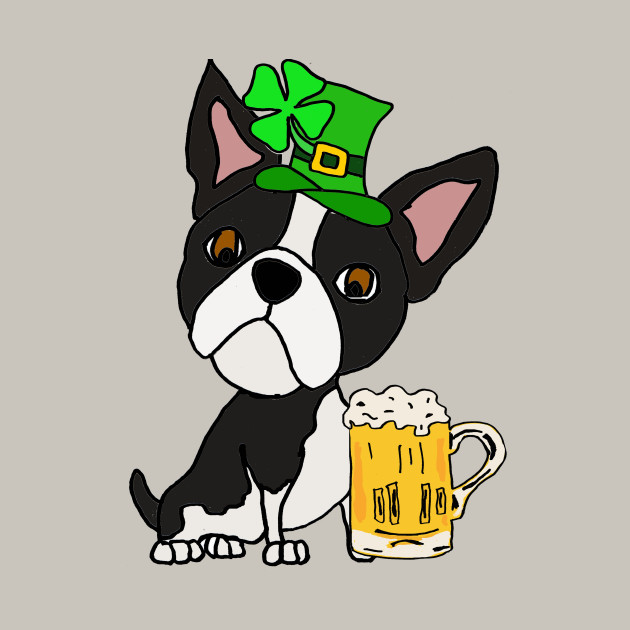 630x630 Cute Boston Terrier Dog St. Patrick's Day Cartoon