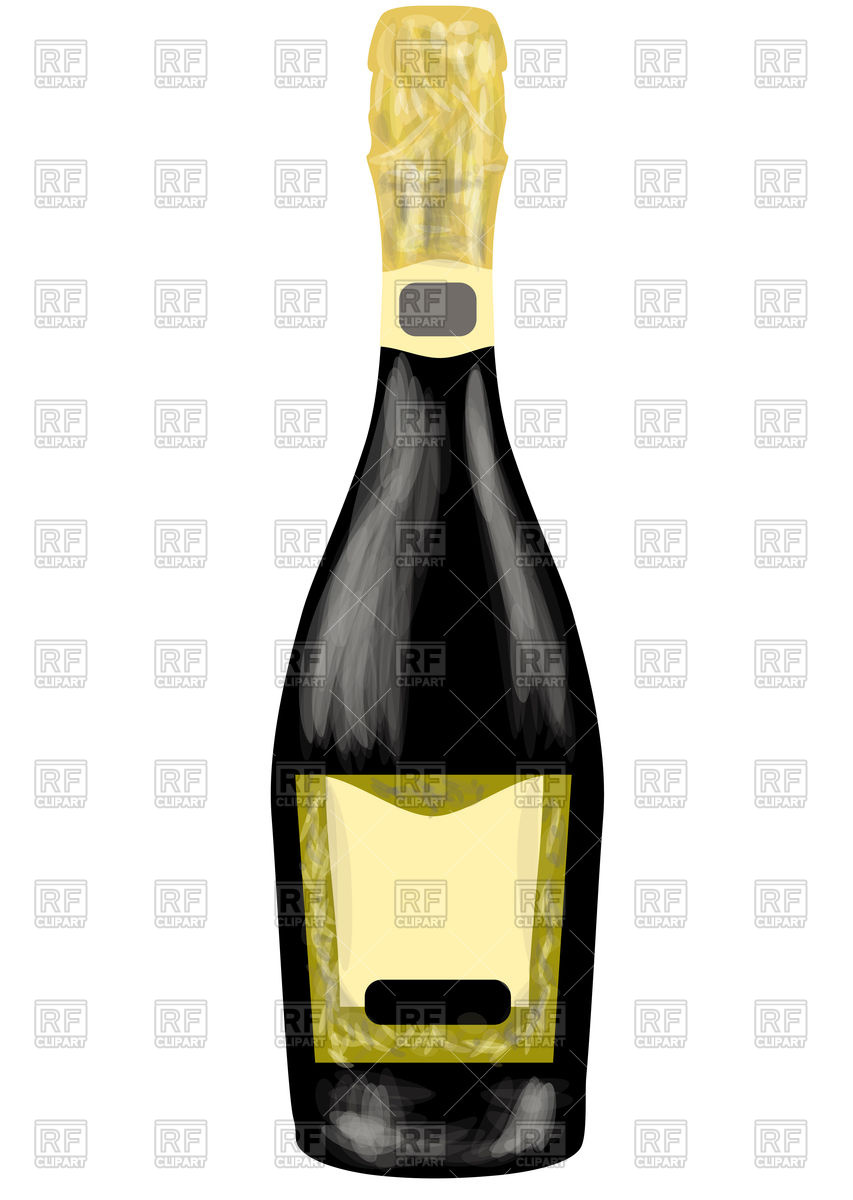 853x1200 Prosecco Bottle Royalty Free Vector Clip Art Image