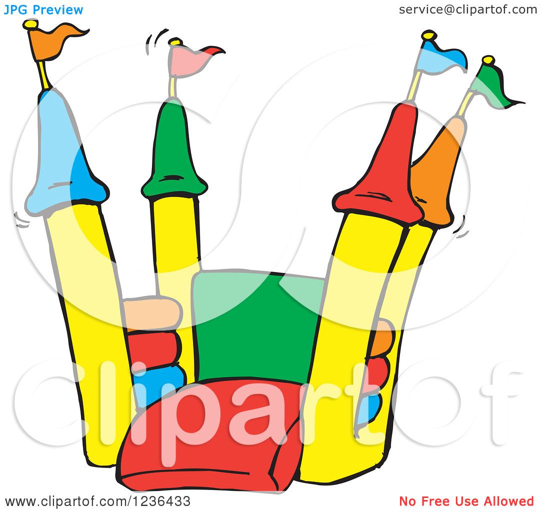 1080x1024 Clipart Of A Colorful Jumping Castle Bouncy House