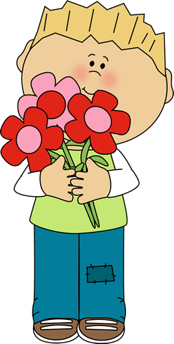 253x500 Clipart Boy Holding Flower Valentine S Day Floral Bouquet Clip Art
