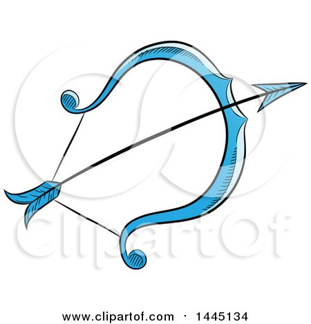 450x470 Clipart Of A Sketched Blue Astrology Zodiac Sagittarius Bow