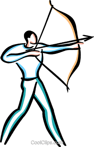 306x480 Man Shooting Bow And Arrow Royalty Free Vector Clip Art