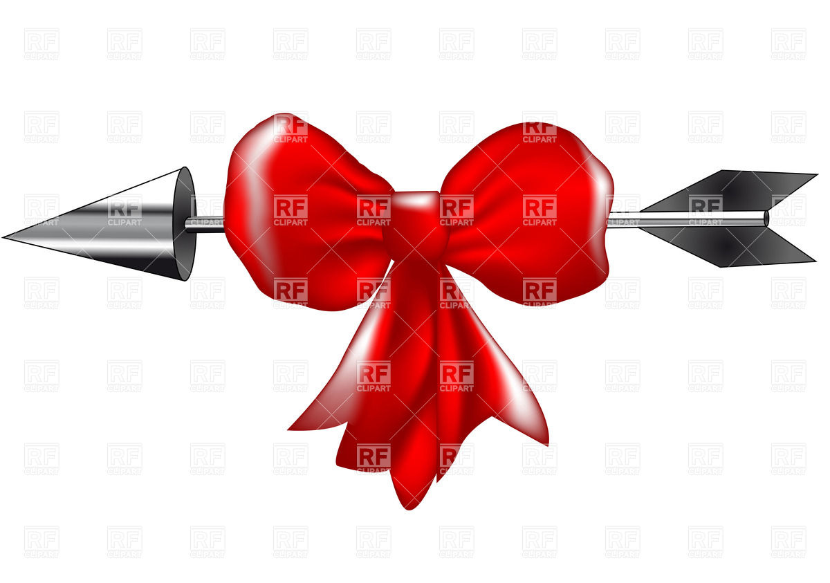 1200x843 Silver Arrow With Red Bow Royalty Free Vector Clip Art Image