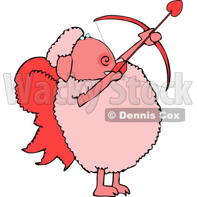 400x400 Anthropomorphic Valentine's Day Cupid Sheep With Angel Wings Amp Bow