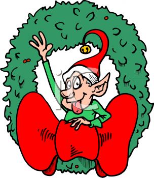 304x350 Royalty Free Clipart Image Elf Waving Greeting Inside
