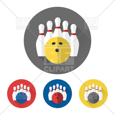 400x400 Bowling Ball And Skittles Icons, Flat Design Royalty Free Vector