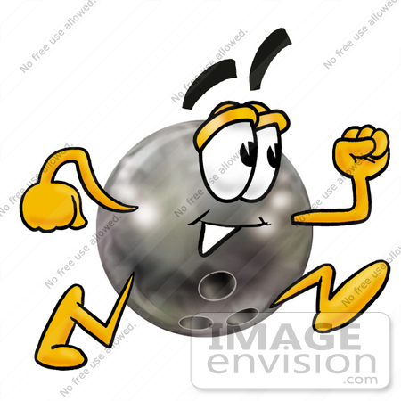 450x450 Clip Art Graphic Of A Bowling Ball Cartoon Character Running
