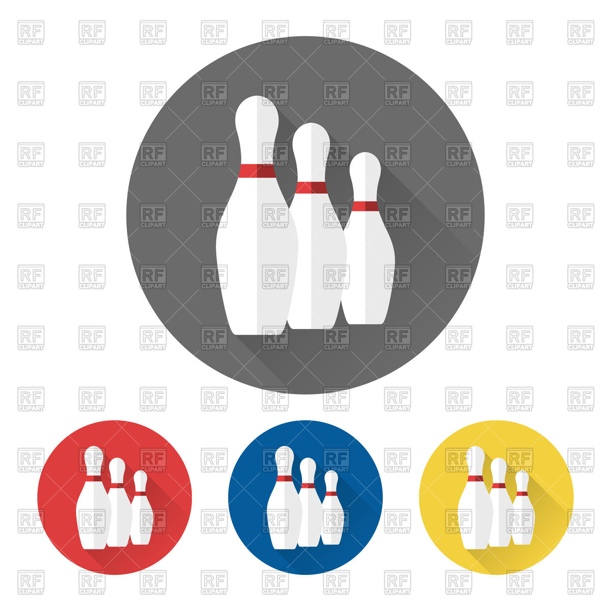 1200x1200 Flat Bowling Icons With Skittles Royalty Free Vector Clip Art