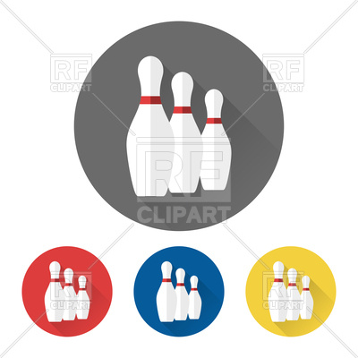 400x400 Flat Bowling Icons With Skittles Royalty Free Vector Clip Art
