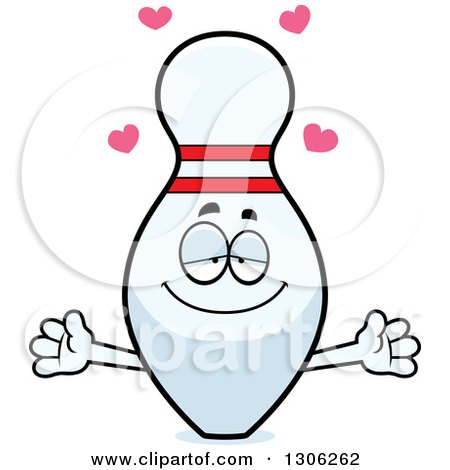 450x470 Lineart Clipart Of A Cartoon Black And White Friendly Bowling Pin