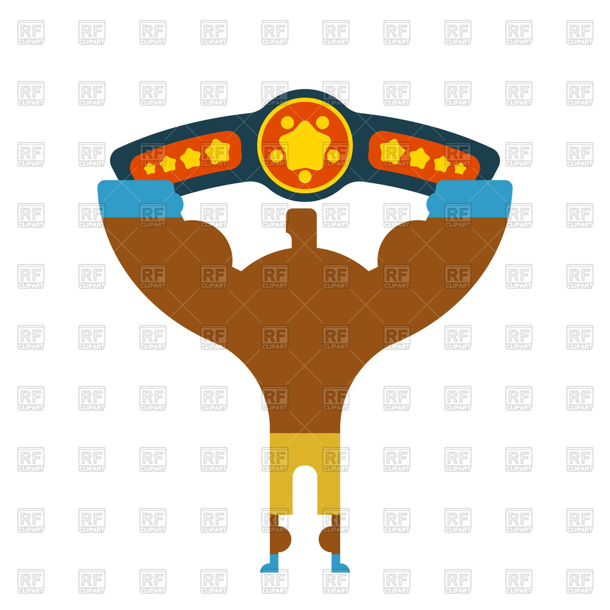 1200x1200 Champion Boxer Winner Hands Up With Belt Royalty Free Vector Clip