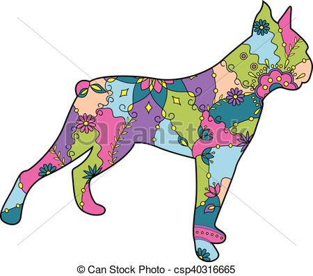 450x397 Vector Boxer Dog Colorful Clip Art Vector