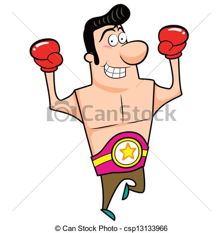 450x470 Cartoon Boxer With Boxing Gloves Vector Illustration. Clip Art