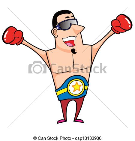 450x470 Cartoon Boxer With Boxing Gloves Vector Illustration. Vectors