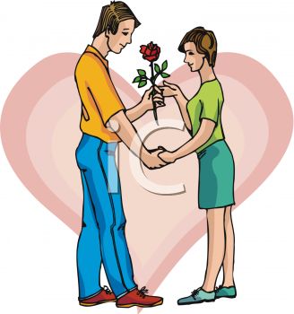 328x350 Boy Giving Girl A Rose Clip Art