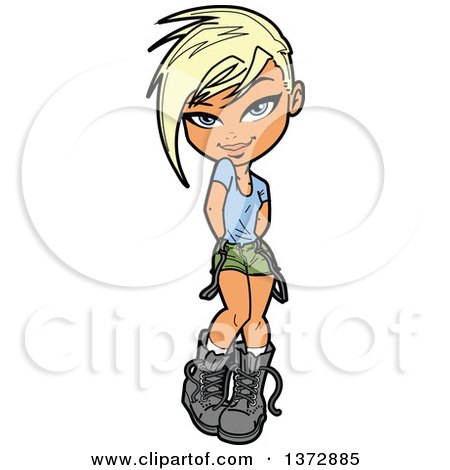 450x470 Clipart Of A Blond White Shy Tom Boy Girl