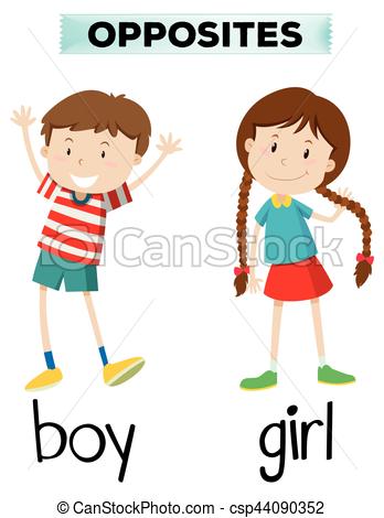 348x470 Opposite Words For Boy And Girl Illustration Clipart Vector